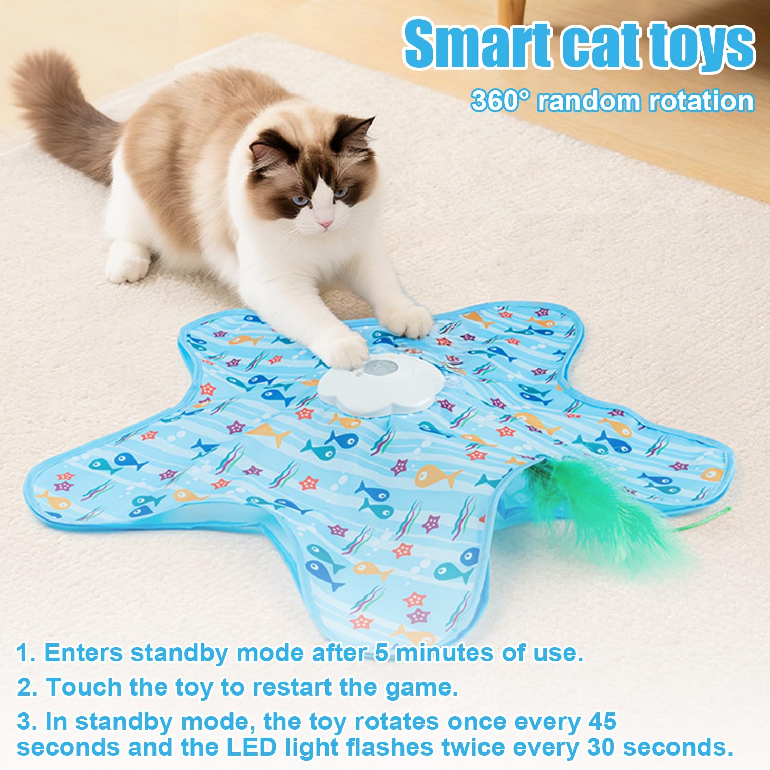 Giochi per Gatti Interattivi Ricaricabili, Giocattoli per Gatti con Piume, Bastone Automatico per Gatti, Giocattolo interattivo per g-atti con Piume, Giocattolo per animali domestici e cani