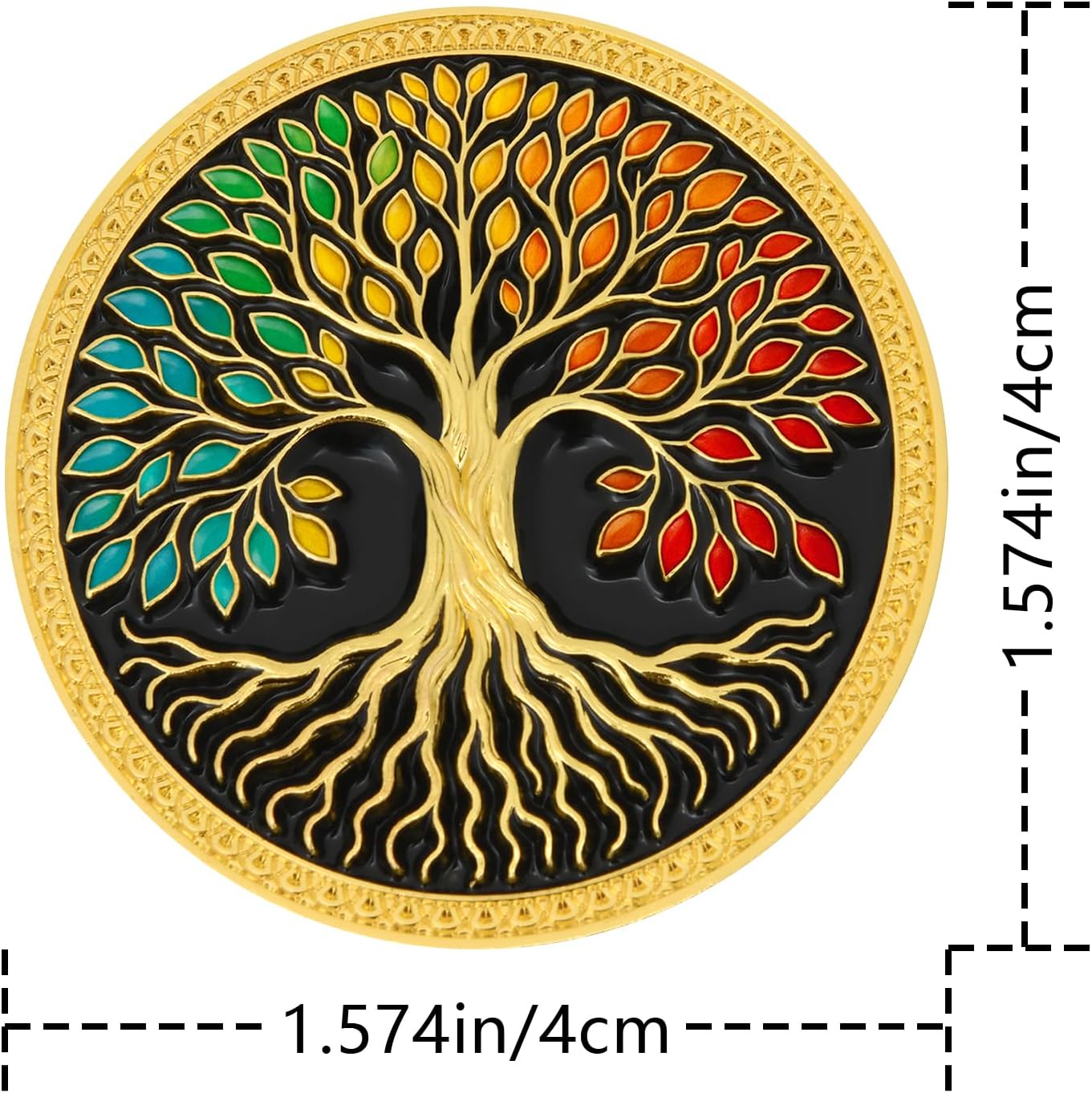 5Pcs 3D Embossed Tree of Life Challenge Coin with Serenity Prayer, Dual-Sided Color Print, Zinc Alloy Collectible (1.574 Inches) (Pack of 5)