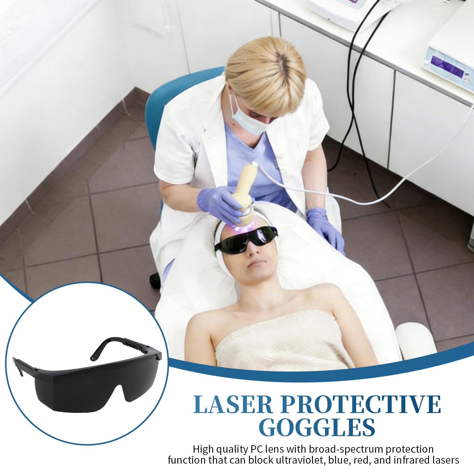 2 PCS Laserschutzbrille, IPL Lichtschutzbrille, 200nm-2000nm WellenläNge Laserschutzbrille, Laser Brille für Haarentfernung IPL, Augenschutz für Infrarotlampe, Solarium und kosmetische Anwendungen