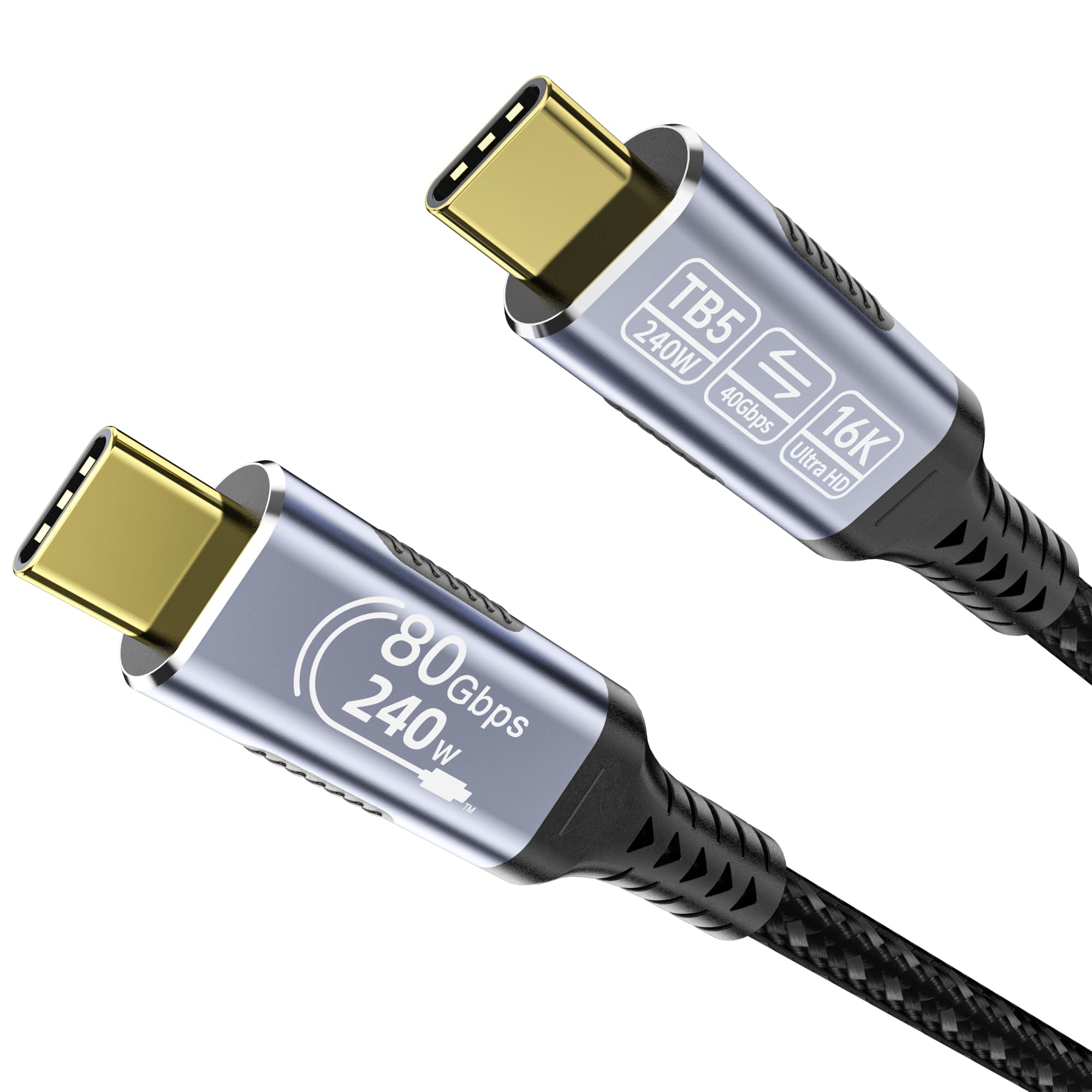 Kabel C do C, szybkie ładowanie, kompatybilny z Thunderbolt 5, transfer danych Thunderbolt 4/3,80 Gb/s, kabel USB 5, 1 m, obsługuje wideo USB C 16K/Dual8K, 240 W/100 W, kabel do monitora USB C do USB
