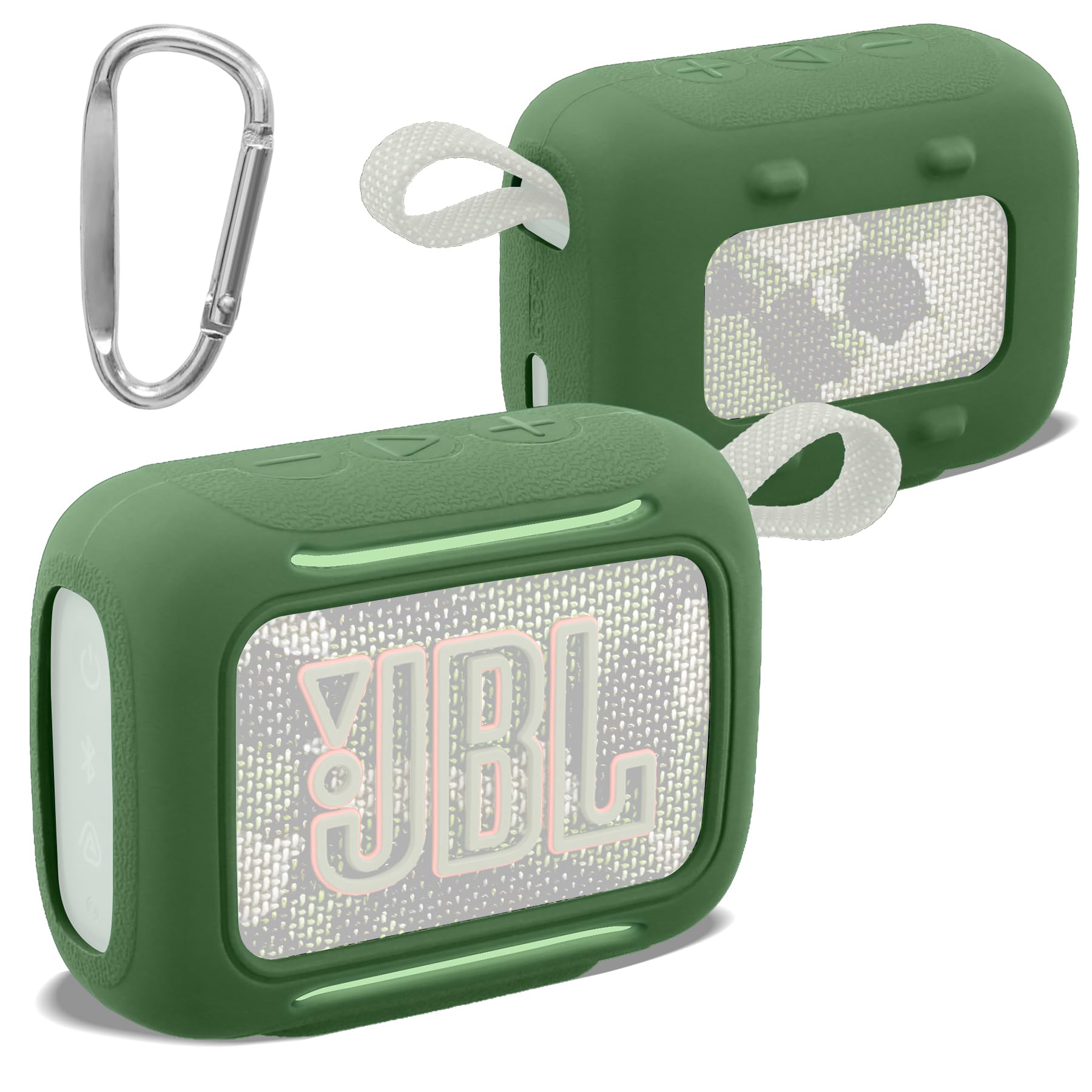 co2CREA Silicone Case for JBL Go 5 Bluetooth Speaker, Ultra-Light Shockproof Silicone Protective Cover Sleeve with Carabiner,Speaker Not Included