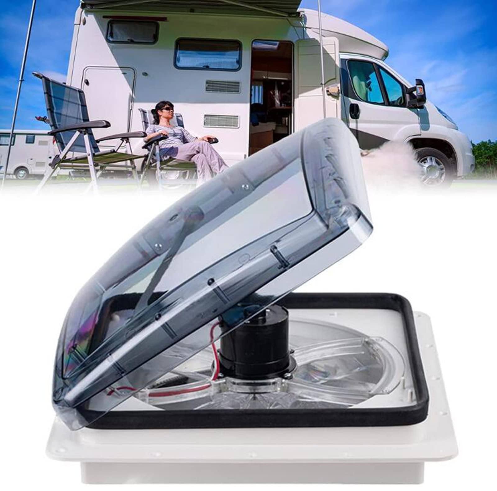 20w sterowanie wentylator dachowy przyczepy kempingowej, wentylacja odpowietrzająca Rv z czujnikiem deszczu, automatyczny poziom stały wentylator dwustronny 12v dla samochodu kempingowego Rv