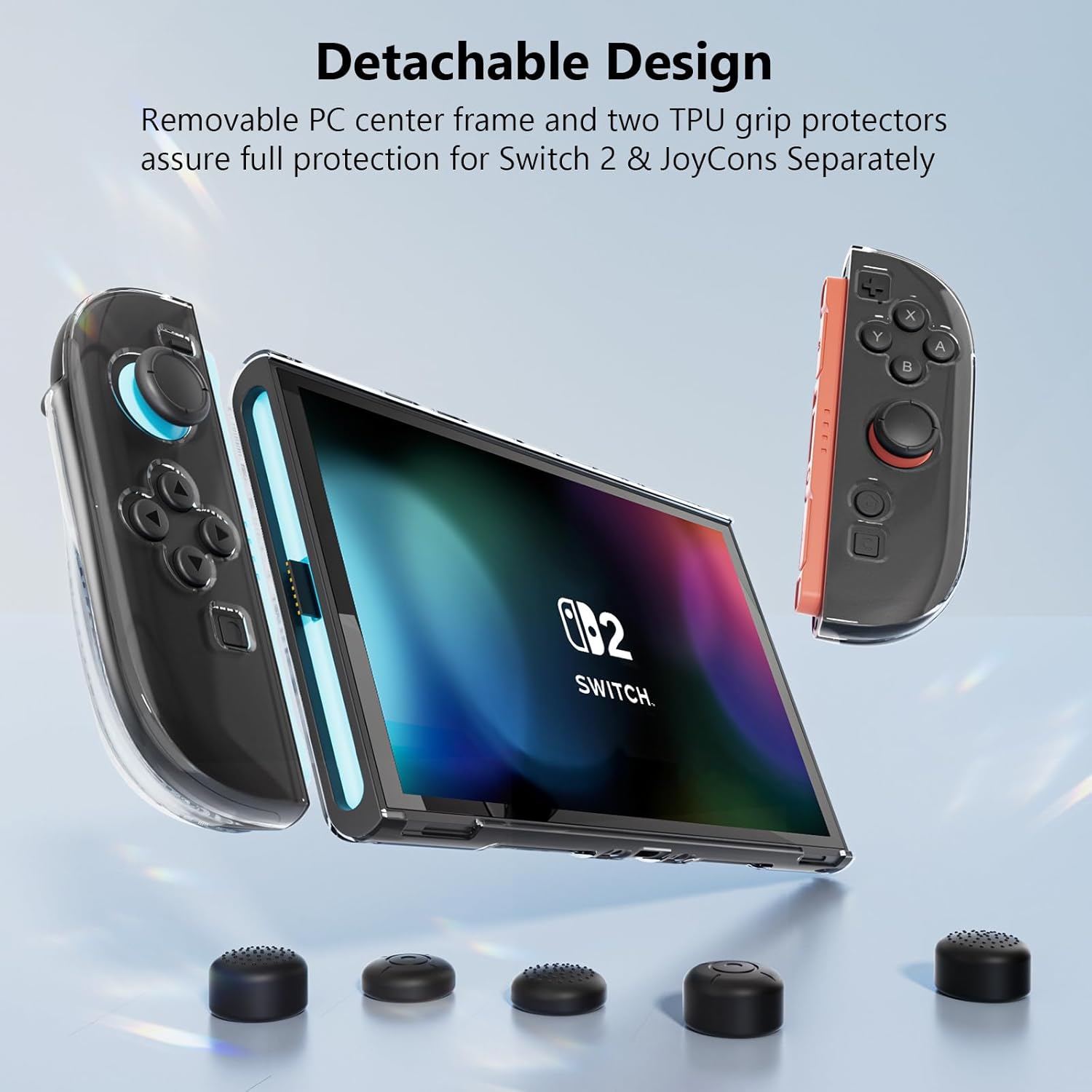 HEYSTOP Switch 2 capa protetora com suportes para controle, protetores de analogico e pelicula de vidro temperado