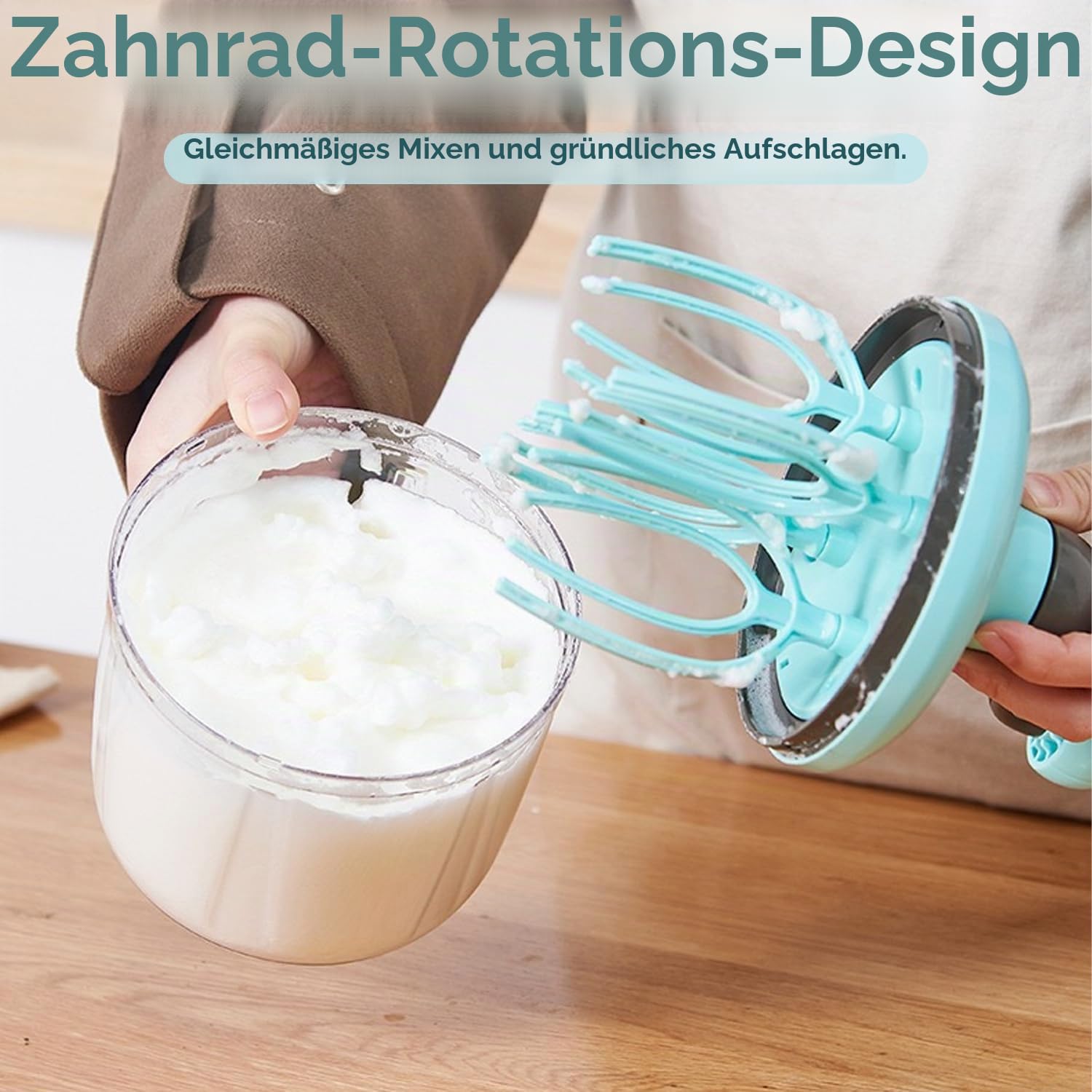 Handmixer für Sahne, Handkurbel Mixer Eierschläger Separator Kunststoff Handmixer Pusher Vielseitiges Werkzeug zum Schlagen von Eiern, Schlagen von Milch Home