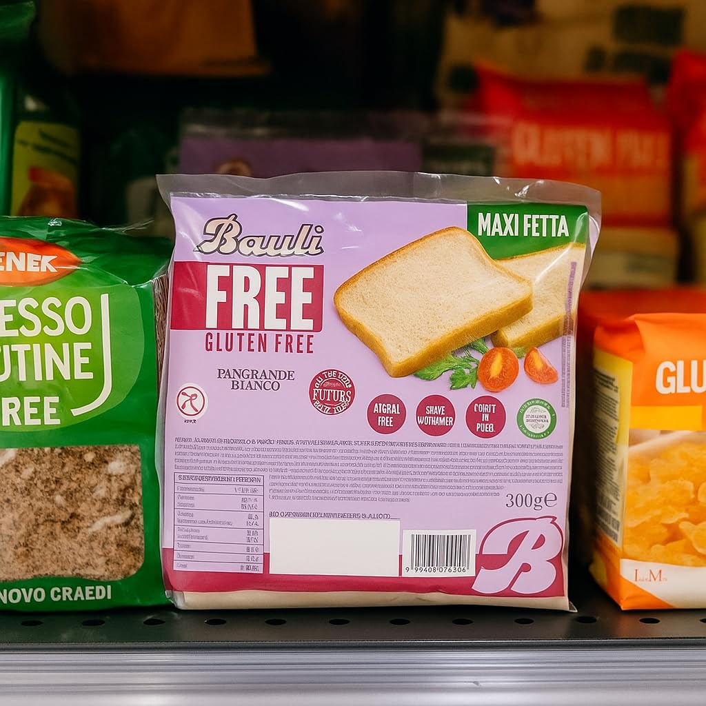 Pane Bianco Senza Glutine 6x300g Maxi Fetta Morbida e Soffice – Fonte di Fibre, Senza Conservanti e Alcol – Pane Ideale per Celiaci, Colazioni, Toast e Panini Dolci o Salati