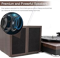 Vista 5 de LP&No.1 Tocadiscos, tocadiscos de vinilo con altavoces estéreo, tocadiscos de 3 velocidades por correa para álbumes de vinilo con apagado automático