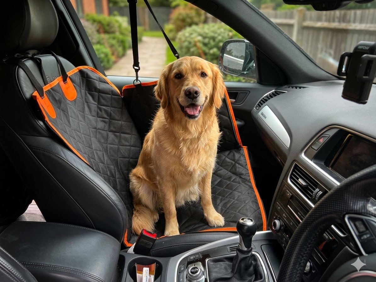 4-in-1 Coprisedile per auto per cani impermeabile sedile posteriore per auto con finestra di visualizzazione in rete lembi laterali per seggiolino auto per animali domestici, amaca per cani