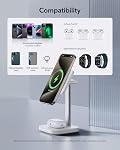 ESR 2 in 1 Magsafe Charger Stand, Wireless Charger Stand for iPhone [Certified], Magsafe Wireless Charging for Multiple Devices iPhone 17e/17/16/15/14/13/12, Apple Watch& AirPods 4/3, White