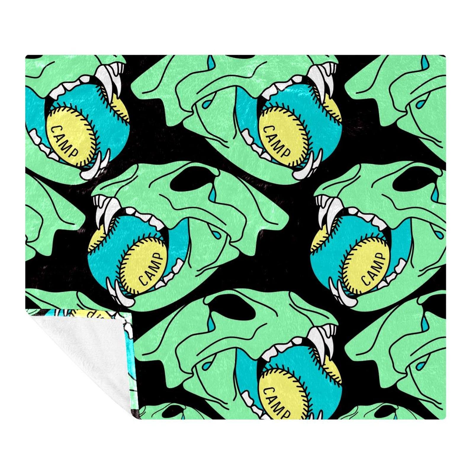 Couverture tête de mort 150x130 cm en polaire microfibre légère pour lit et canapé