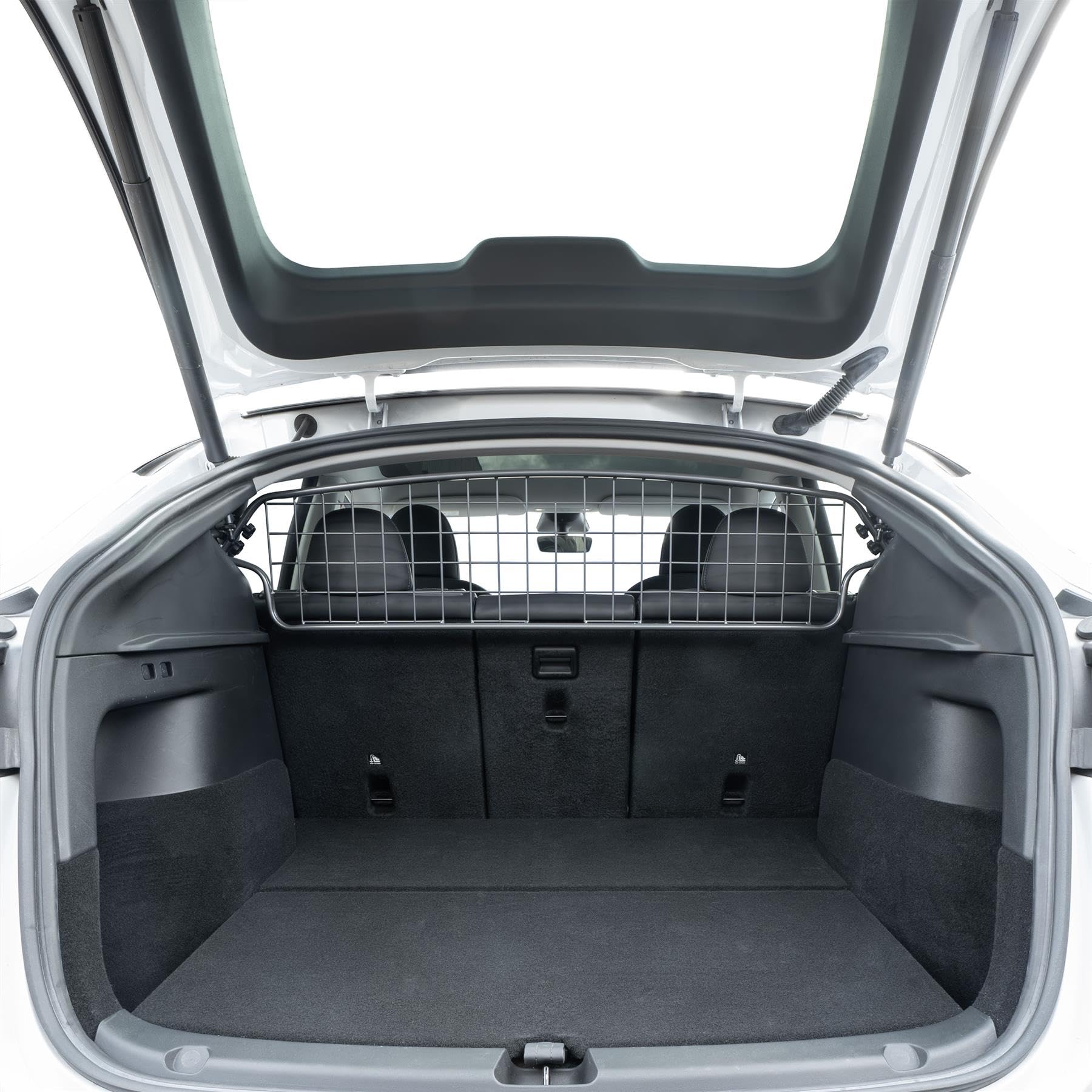 Travall Hundegitter kompatibel mit Tesla Model Y (2020-2025) Fahrzeugspezifischer Kofferraumschutz Gepäckschutz Trenngitter Ladungsteiler Hochbelastbare Stahl Auto Haustierbarriere
