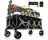 Hikemoon 48"L Collapsible Wagon Cart Foldable, 560LB Weight Capacity 300L Heavy Duty Folding Beach Wagon with All-Terrain Big Wheel, Utility Wagon for Grocery, Shopping, Garden, Sports, Camping, Black