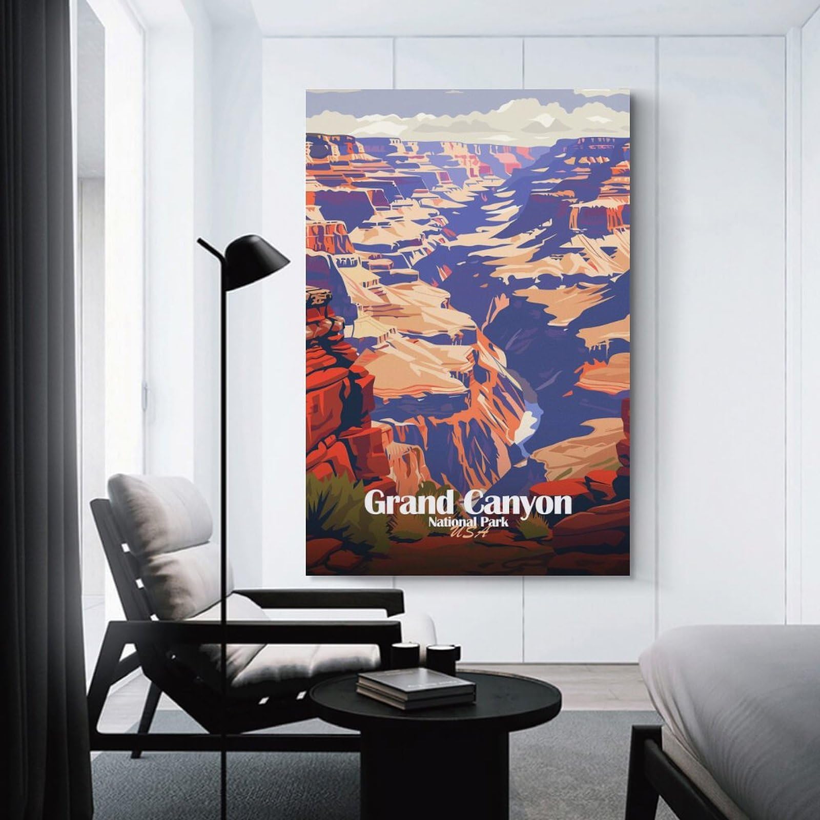 Junmoney Grand Canyon National Park Illustration(2) Room Decor Wall Art, 16x24inch(40x60cm), for Feature Walls in Flats Or Modern Rooms, Wall Decor Suited to Curated Displays