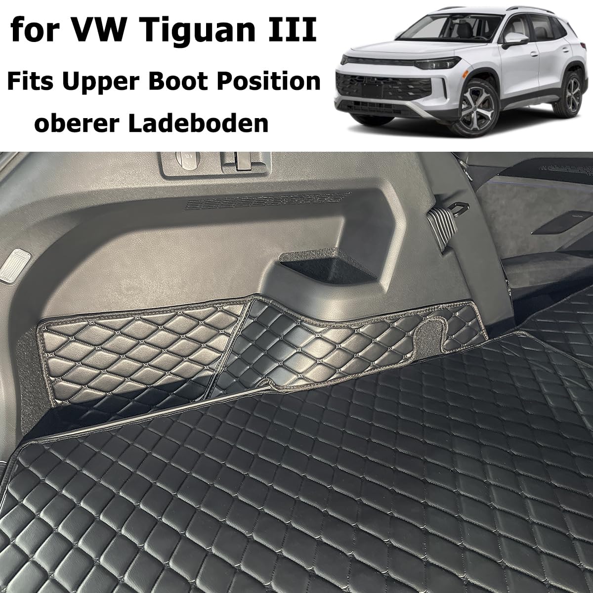 Kofferraumwanne für VW Tiguan III 2024-2026 (Ohne Plug-in-Hybrid) | (oberer Ladeboden) Kofferraummatte Kofferraumabdeckung