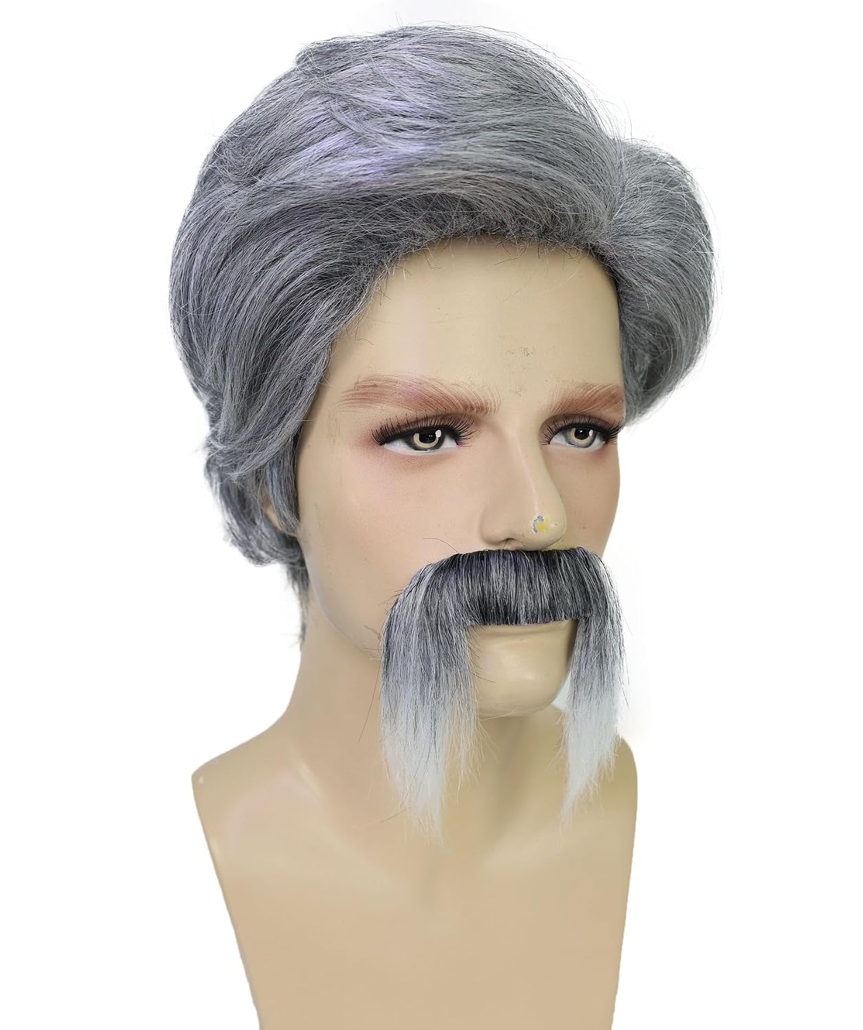 Men’s Grandpa Wig & Mustache Set – Classic Elderly Hairstyle for Cosplay | Character Hairpiece for School Plays, Festivals & Funny Costume Events