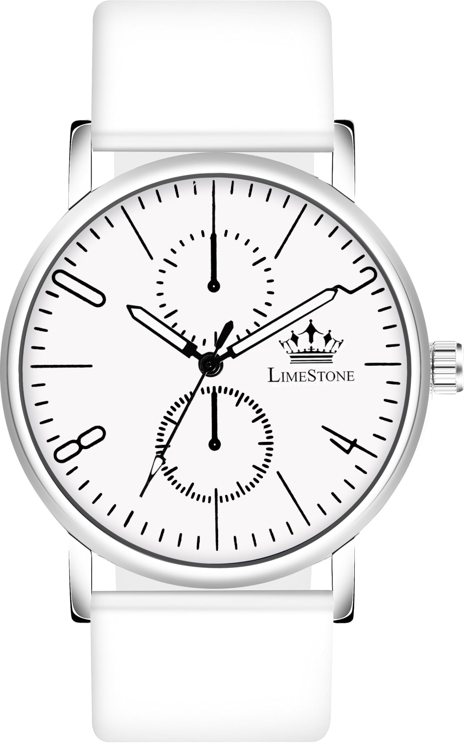 LIMESTONE Minimalist Full White Stainless Steel Slim Silicone Strap Quartz Analog Watch - for Men (Pure White) (B0CXPHJMZK) Amazon Price History, Amazon Price Tracker