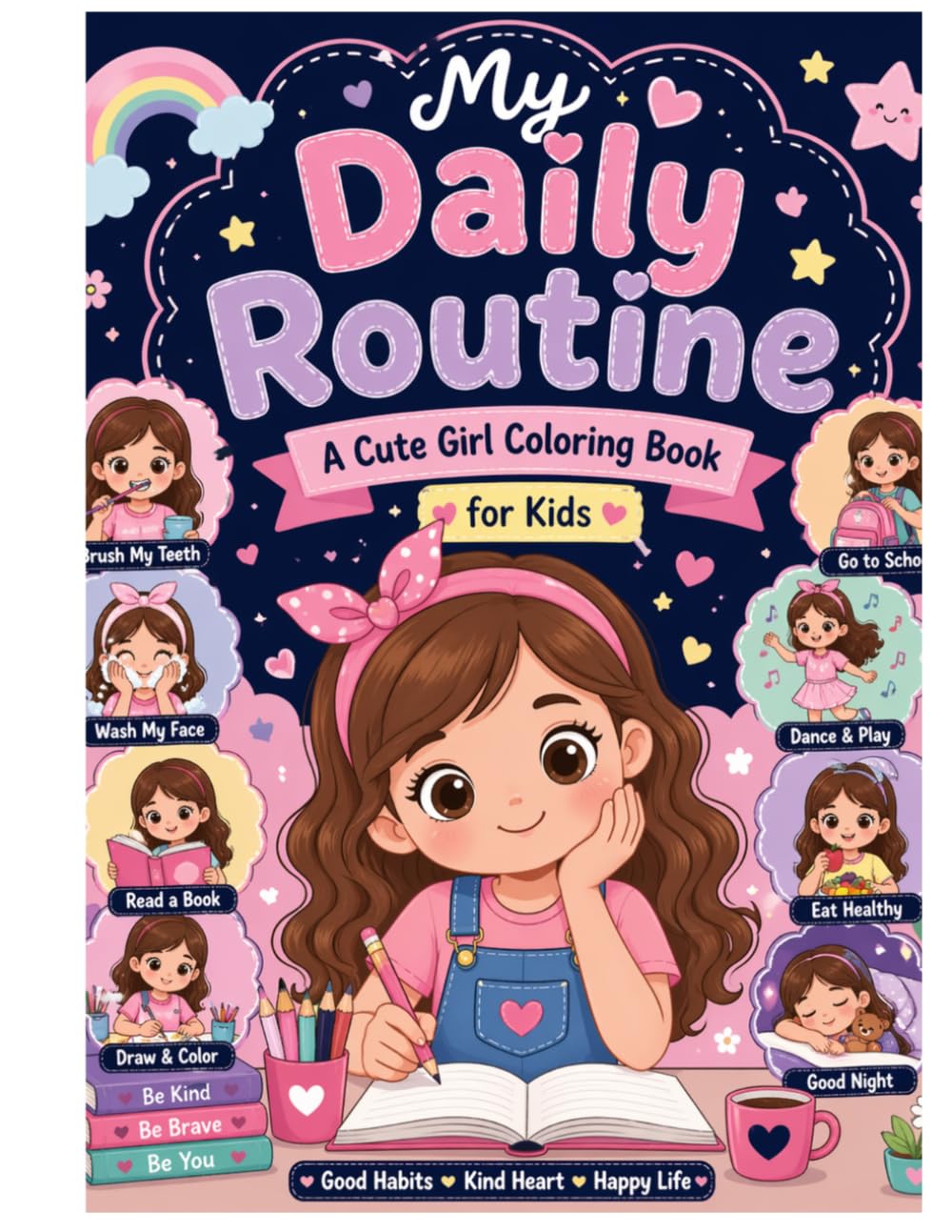 My Daily Routine Coloring Book: Adorable Girl Activities to Color, Learn Good Habits & Have Fun (Noireir Kids Adventure Series)