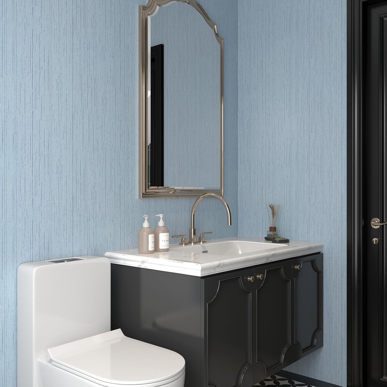 Decotalk Grasscloth Wallpaper Textured Grasscloth Peel and Stick Wallpaper 17.7"x120" Grass Cloth Wallpaper Blue Wallpaper for Bedroom Grasscloth Contact Paper Seagrass Wallpaper Blue Grasscloth Vinyl