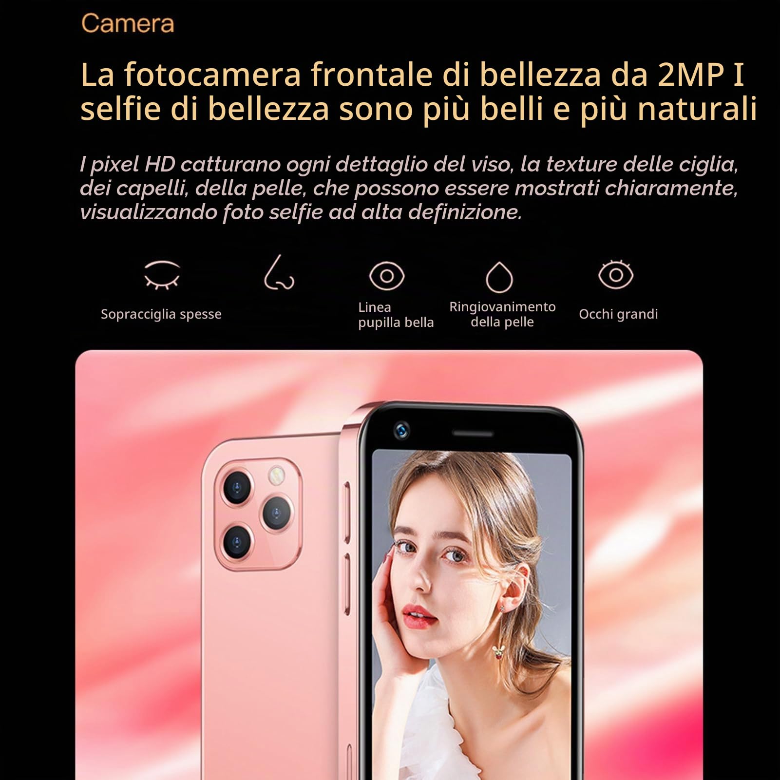 CHICIRIS Soyes XS12 Mini Telefono 4G Let Smartphone Ultra -Slim & Stylish 4 GB RAM da 32 GB ROM per 10,0 Telefono 5GWifi con Batteria Grande - Viaggiatori/fashionisti D'affari (PINK)