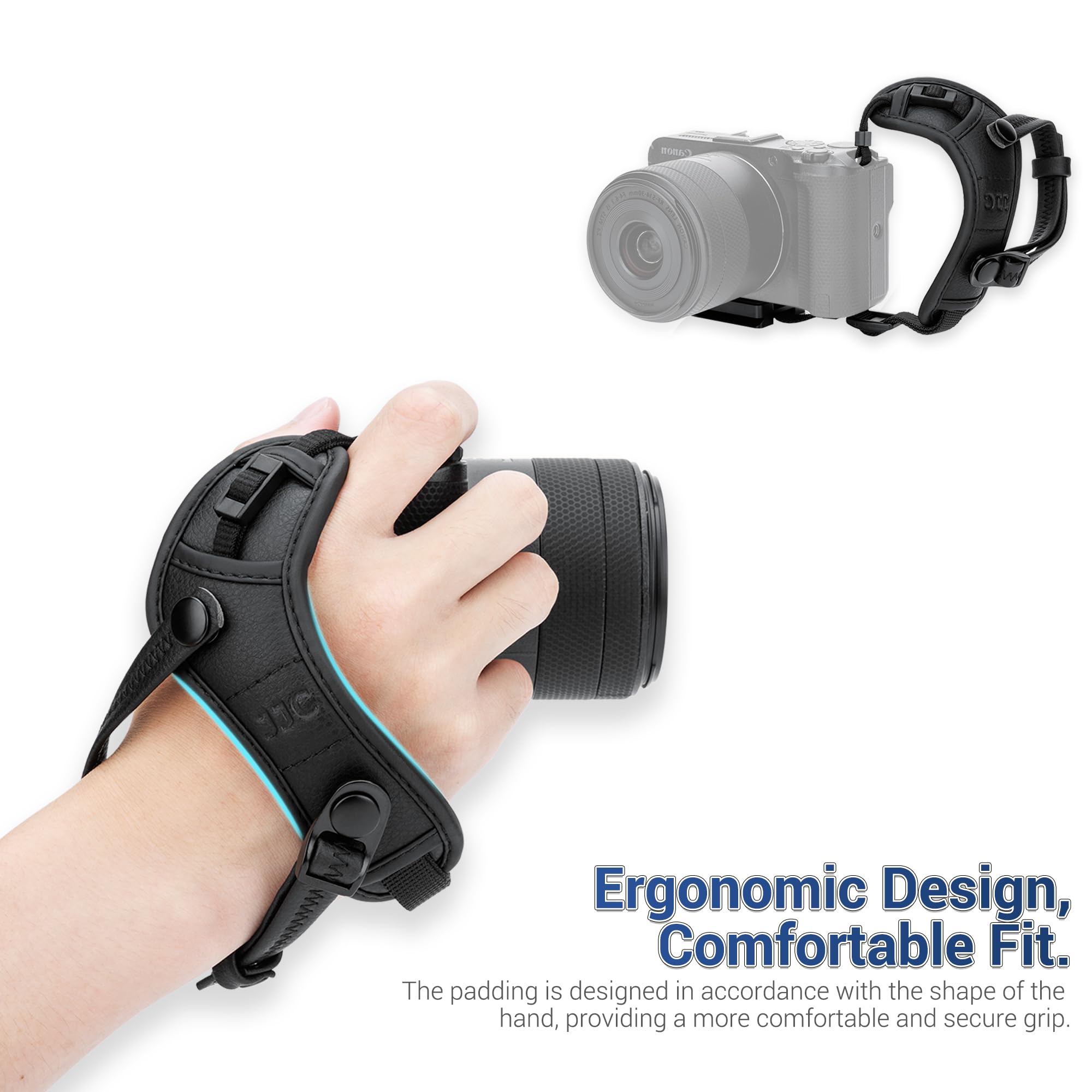 JJC Cinturino da polso per fotocamera mirrorless compatibile con Can. EOS R50 R50V R100 M50 Mark II per Pana. L10 Nik. Coolpix P6000 P530 B700 L840 L820 L810 e altre fotocamere con alette compatte