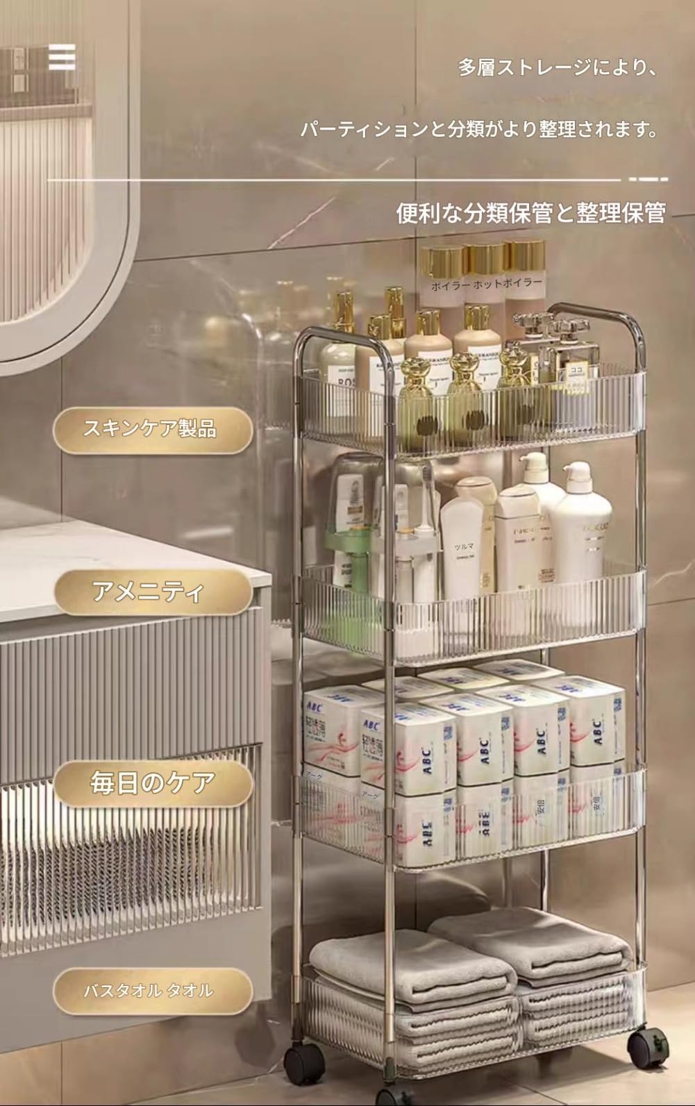 Amazon.co.jp: Bivoyud キッチンワゴンワゴンラック ワゴン キャスター
