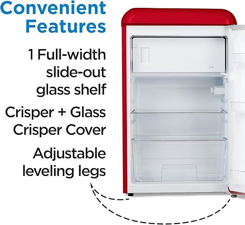 Miniatura 5 de Commercial Cool CCRR4LR - Congelador de 4.0 pies cúbicos, estante de vidrio deslizante estilo vintage 1 y cubierta para verduras, refrigerador