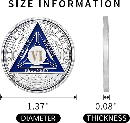 Miniatura 4 de Moneda de sobriedad de 6 años, chips AA y medallones de tres placas, ficha sobriedad de chip de recuperación de sobriedad  Regalos de sobriedad para