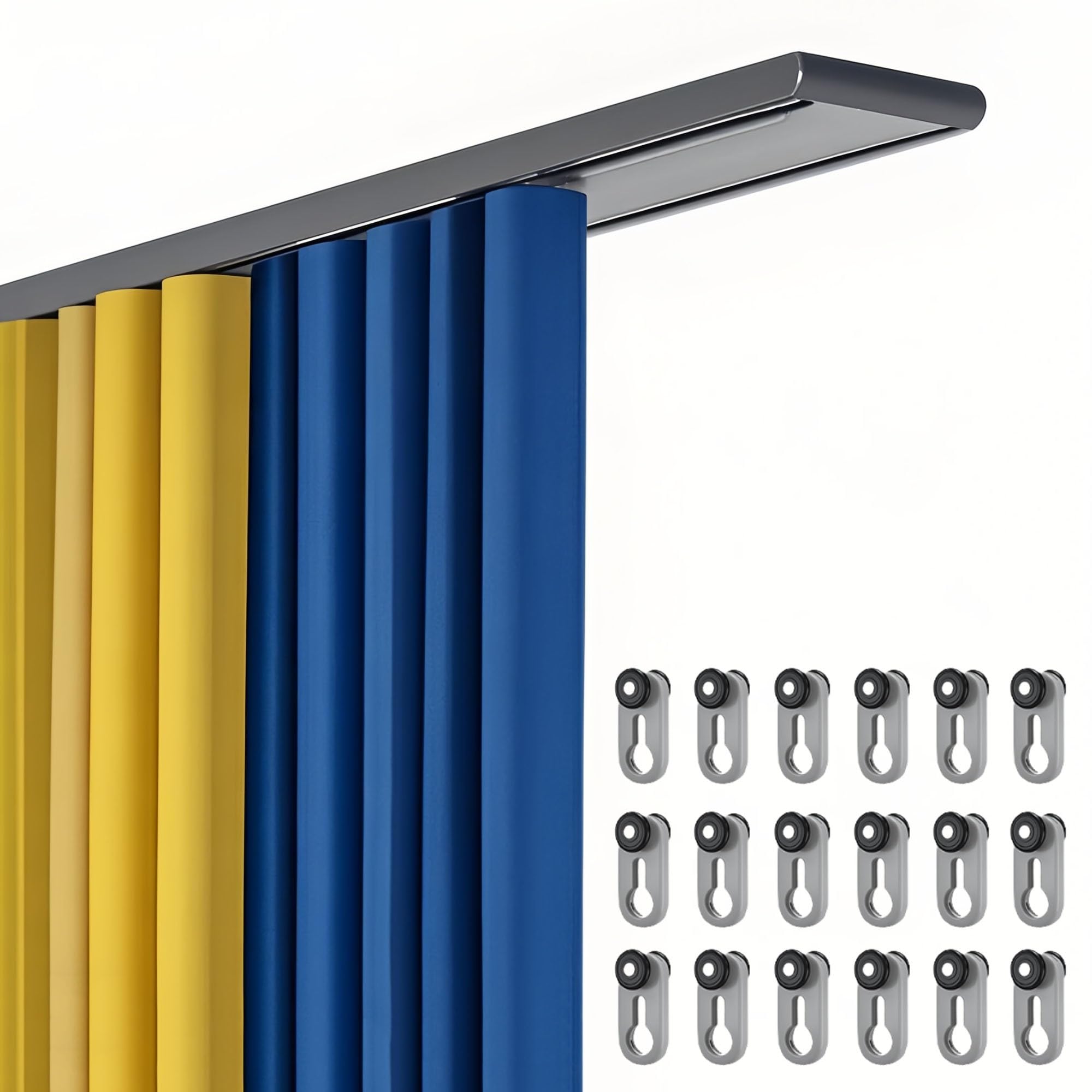Riel de techo de doble fila ajustable de 26.5 a 236.5 pulgadas, barra resistente gris 126"