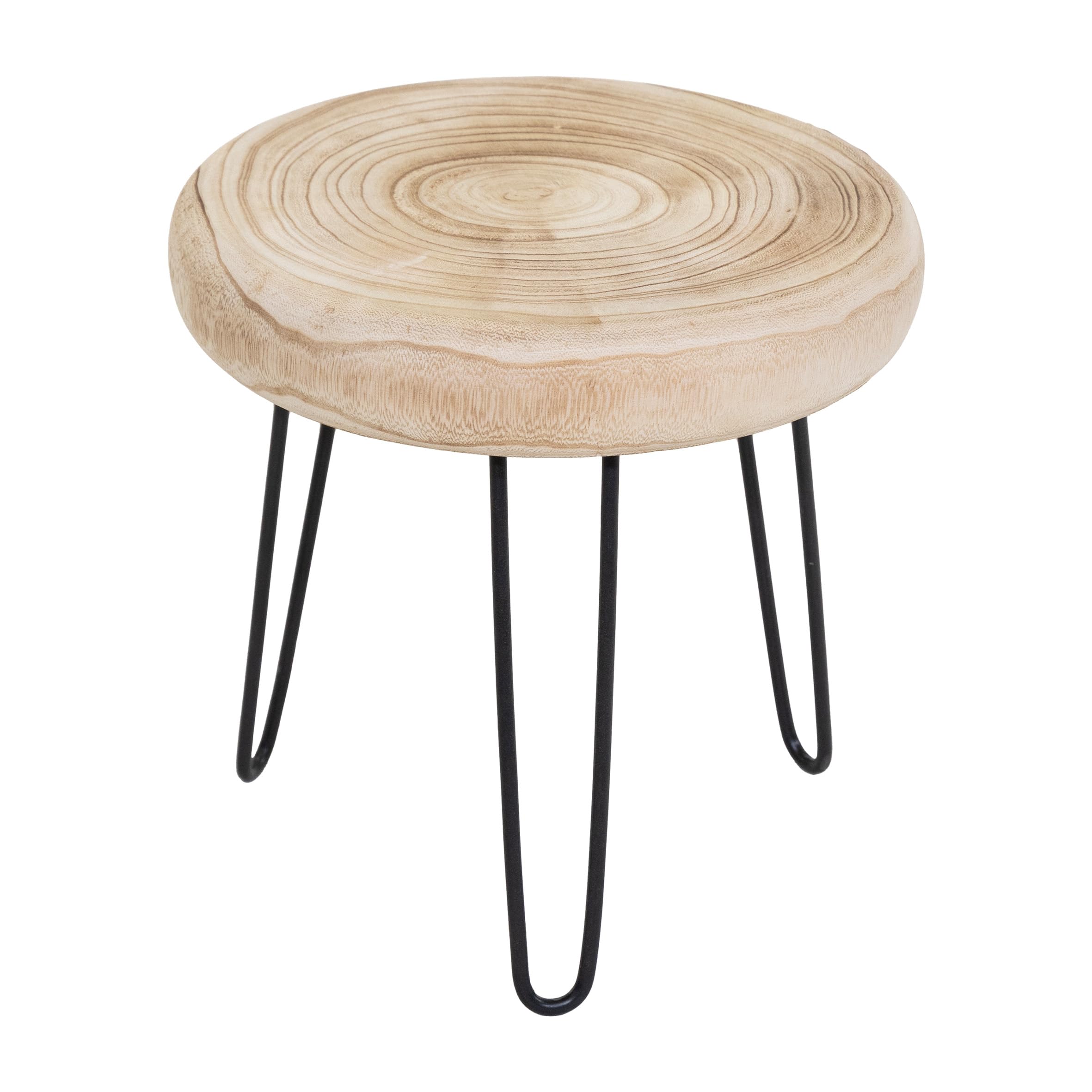 Spetebo Taburete para flores de madera natural con 3 patas – 32 cm – Soporte para plantas de madera maciza redondo natural – Taburete decorativo para flores, soporte para plantas, mini mesa auxiliar