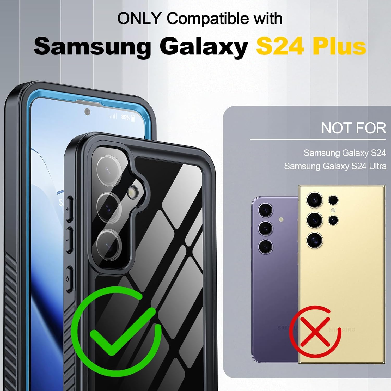 ANTSHARE for Samsung Galaxy S24 Plus Case Waterproof, Built-in Lens & Screen Protector 360° Full Body Heavy Duty Protective Shockproof IP68 Underwater Case for Galaxy S24 Plus (2024) 5G-Blue