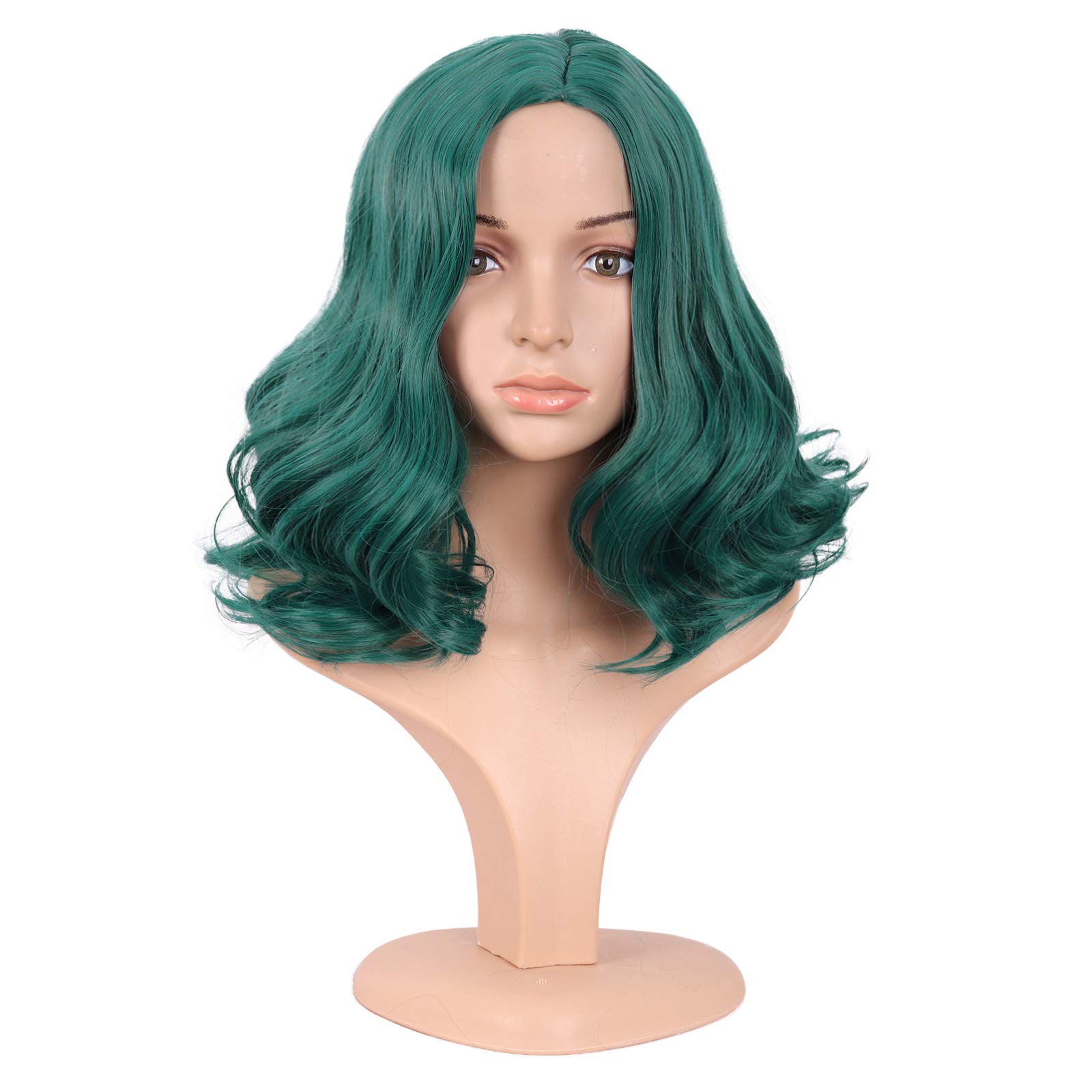 MapofBeauty 14 Inch/35cm Fashion Special Short Curly Party Anime Cosplay Wig (Dark Pine Green)