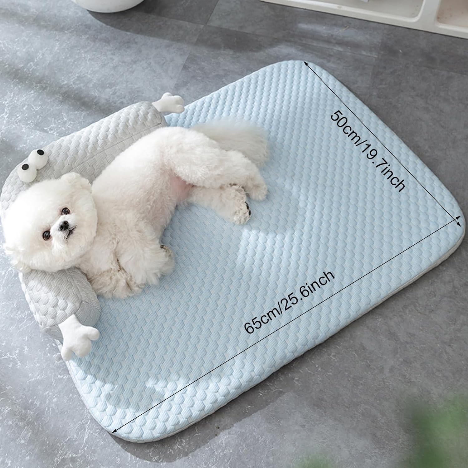 review Dog Cooling Mat, Non Slip and Washable Cooling Dog Bed, Dog Cushion Pad with Pillow Suitable for Small and Medium-Sized Dogs, for Indoor and Outdoor Use
