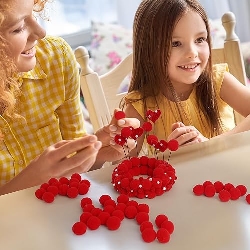Miniatura 24 de Caydo [400 piezas] - 300 pompones surtidos de 1 pulgada con 100 pompones multicolor para artes y manualidades para niños, decoración de manualidades