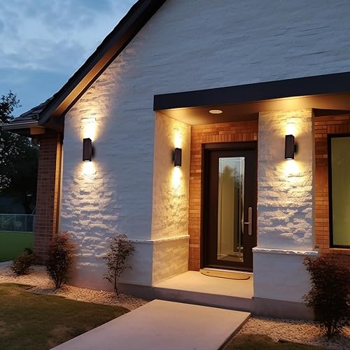 Miniatura 5 de Paquete de 2 luces de pared para exteriores, lámpara de pared de patio, luces de porche de bronce aceitado para pared al aire libre, antioxidante,