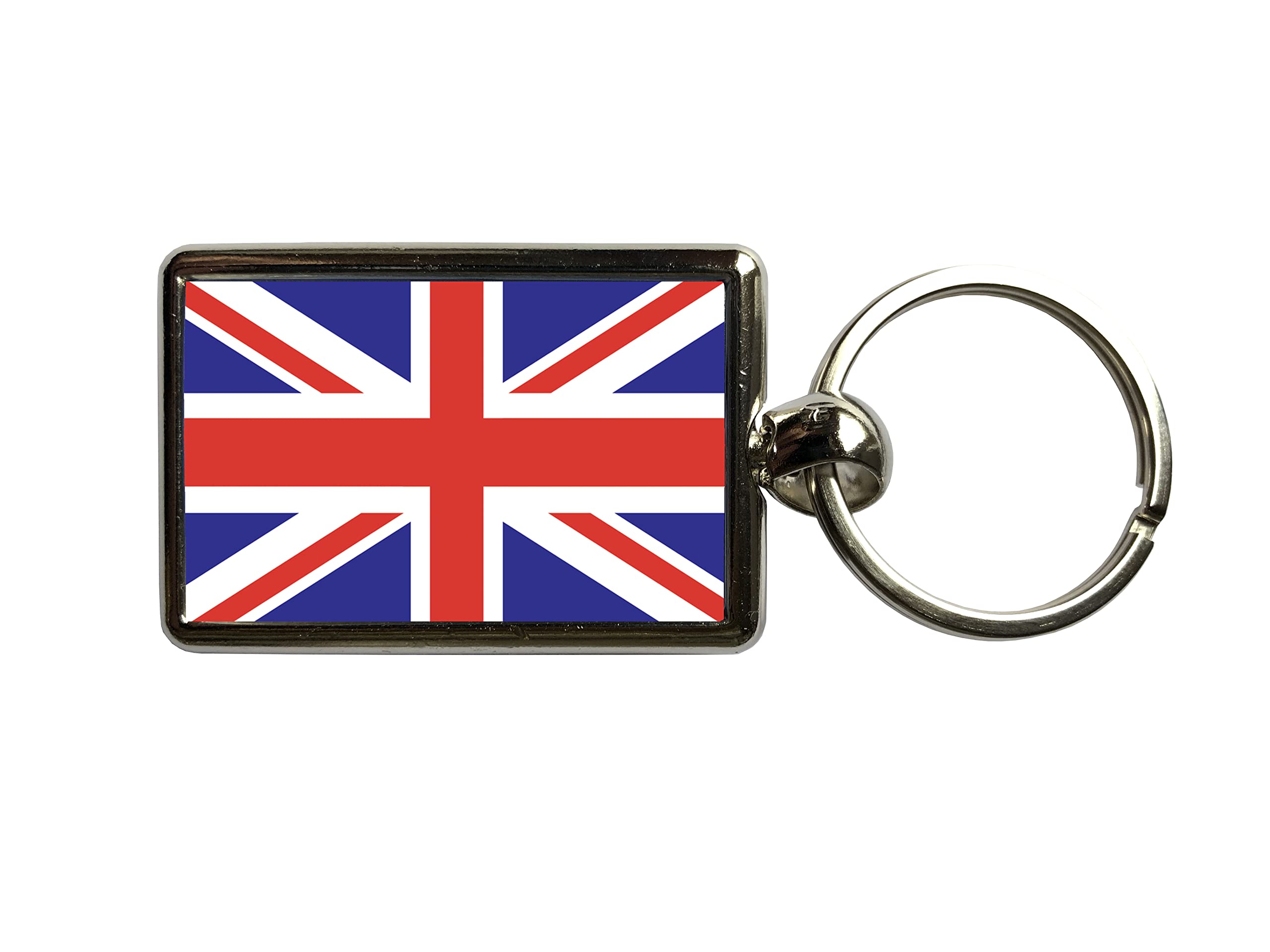 Super Universe Unisex Silver Flags Of The World British Union Flag Metal Keyring 3 X 4.5 Cm