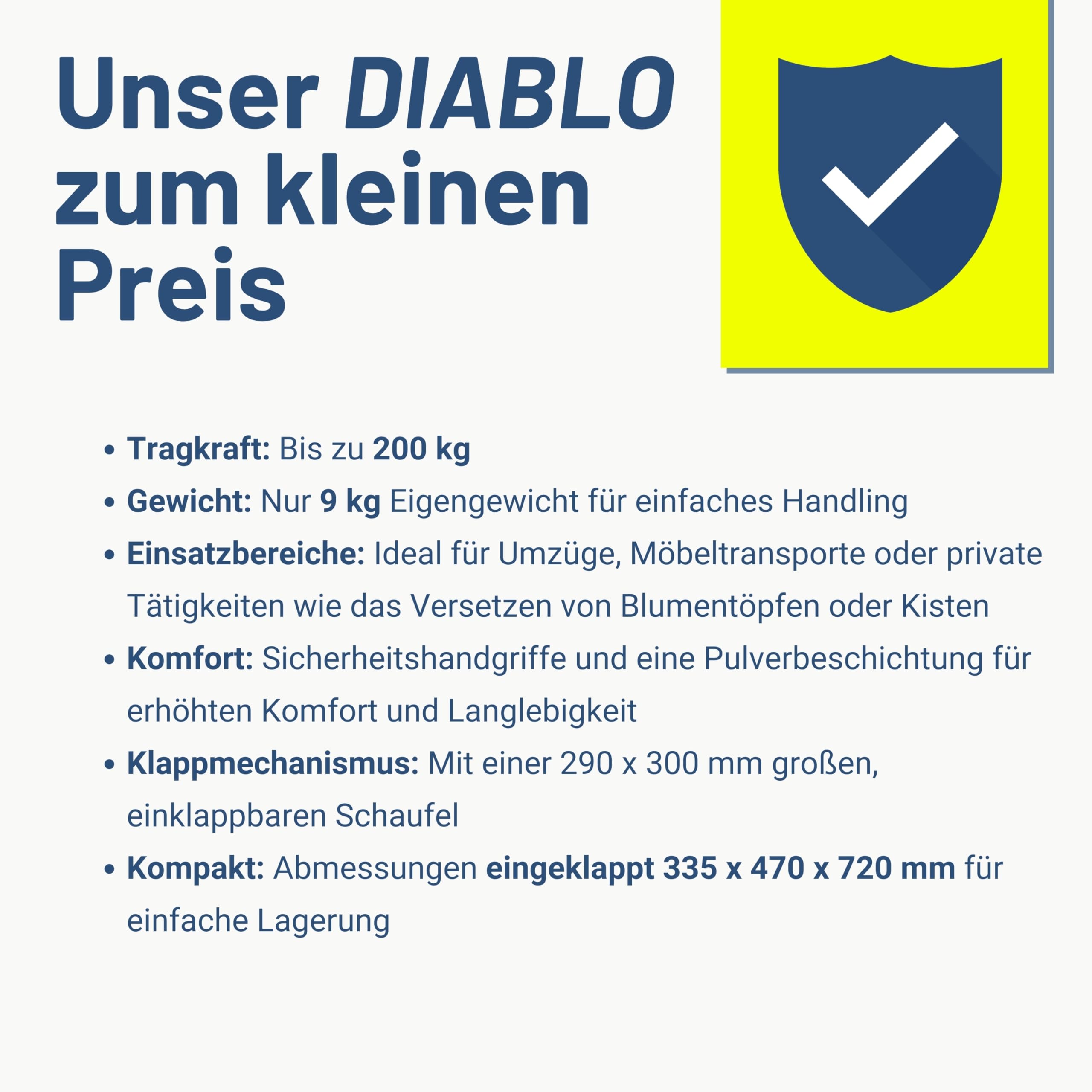 Pallit Sackkarre Klappbar 200 kg - Stahl Transportkarre mit Luftreifen | Faltbarer Handwagen als ideale Umzugshilfe, robuste Gartenkarre und Lagerkarre, kompakte Möbelkarre aus stabilem Stahl