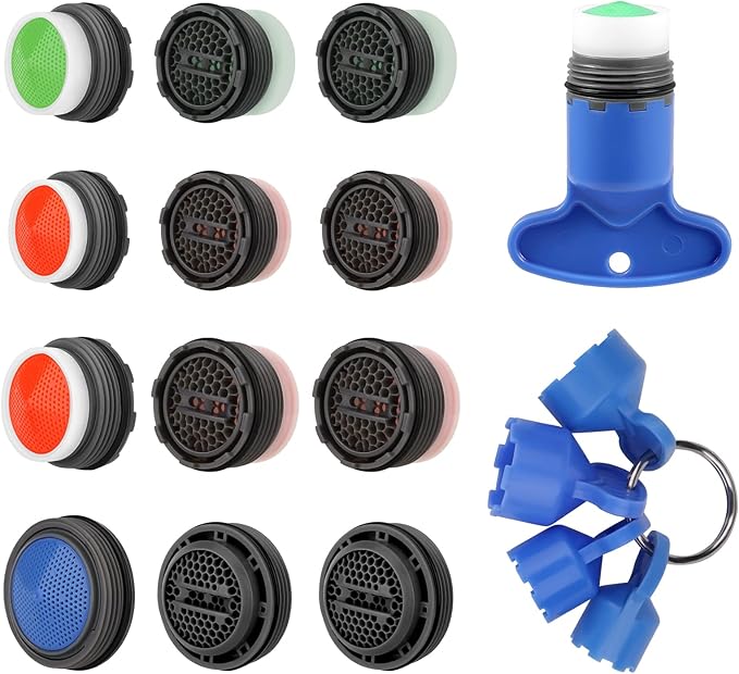 AIEX 12pcs Faucet Aerators and 5pcs Aerator Removal Key Wrench Tool