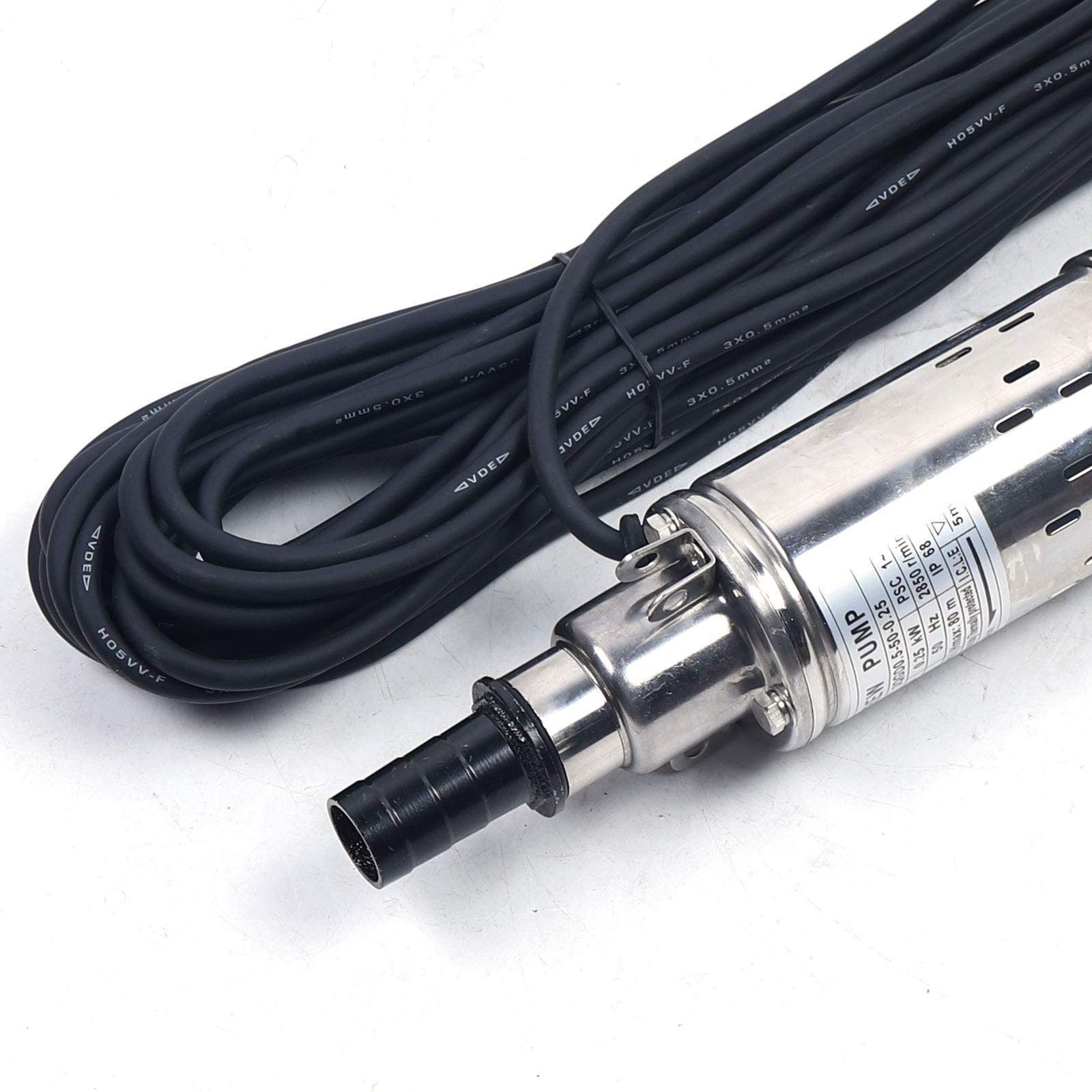 Pompa per pozzi profondi da 3 pollici, in acciaio inox, 262,47 m, altezza di mandata, 250 W, 2,850 giri/min, 422,68gal/h, per fontane, pozzi, cisterne, pompa per acqua profonda