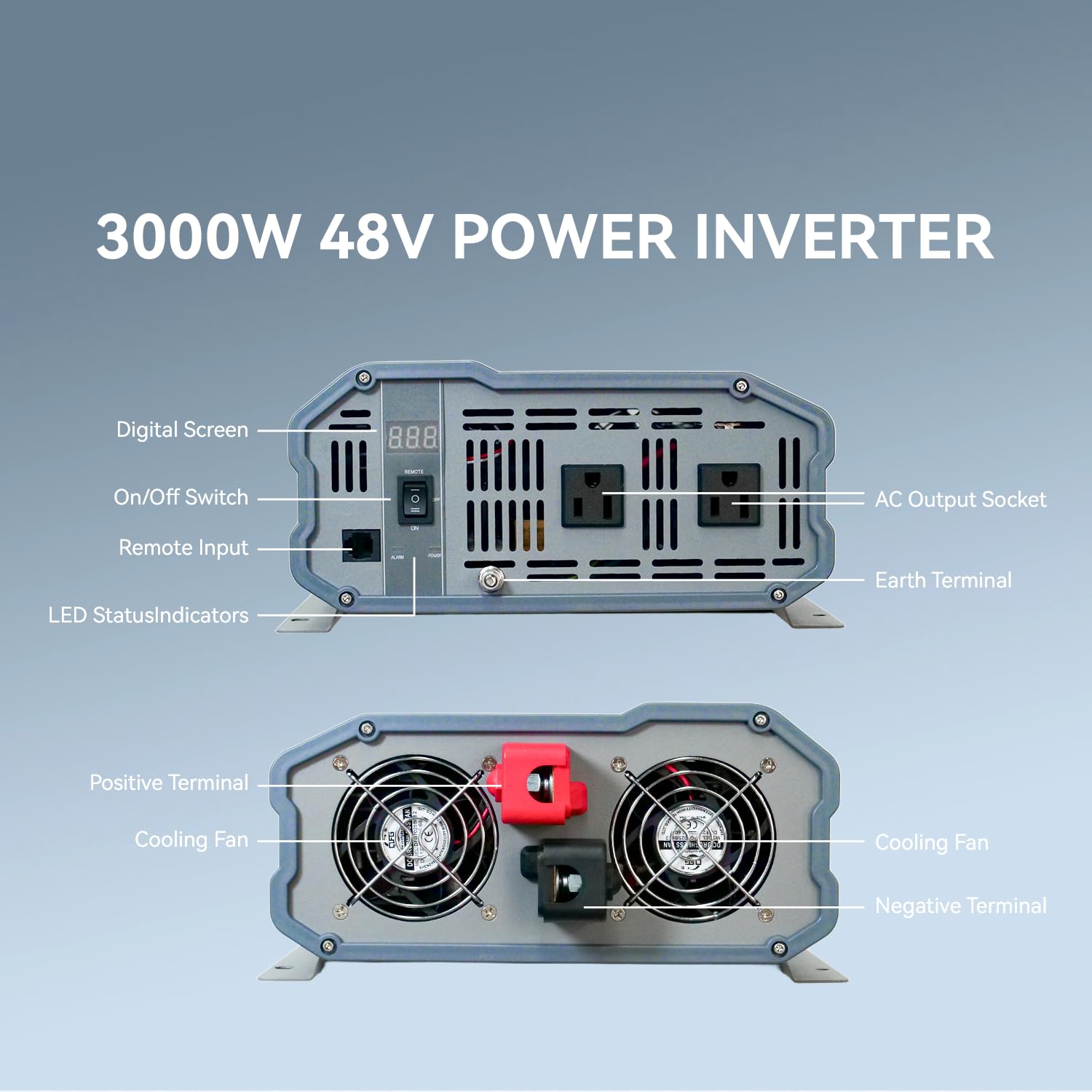 Amazon.co.jp: 3000W 純正正弦波インバーター 48V DC~110V AC