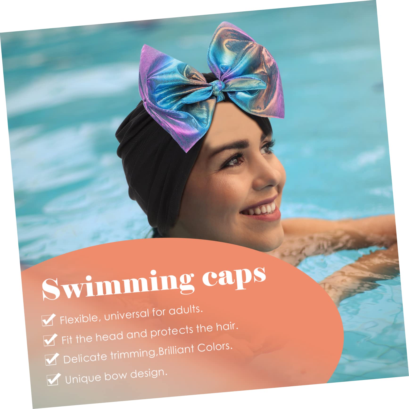 HANABASS Bonnet de Bain Chapeau de Piscine Chapeau de Natation Femme de Bain Bonnet de Femme Couverture de Cheveux de Natation Bonnets de Bain Nylon Orange