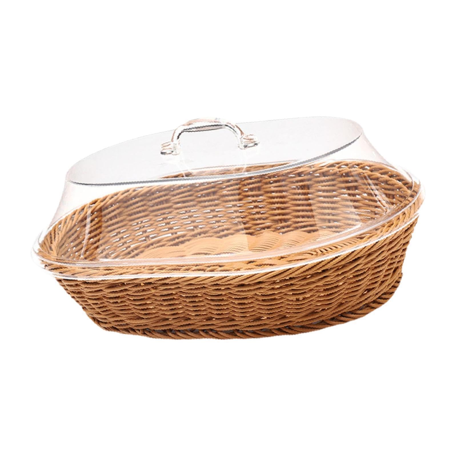 Cestino per il pane intrecciato in finto rattan, organizza elegantemente la frutta sul bancone della cucina, aggiunge un tocco di stile alla sala da, Legna, 35x45cm