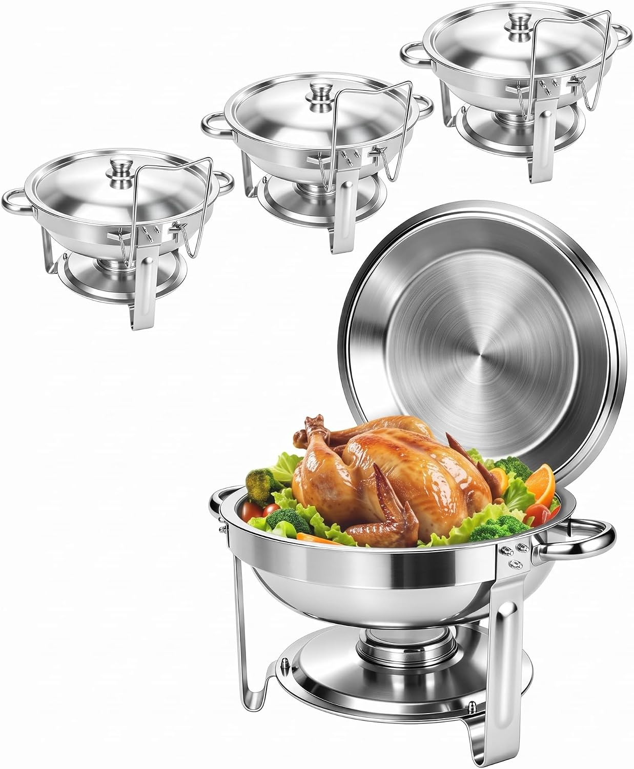 Round Chafing Dishes for Buffet, 5QT Small Chafing Dish