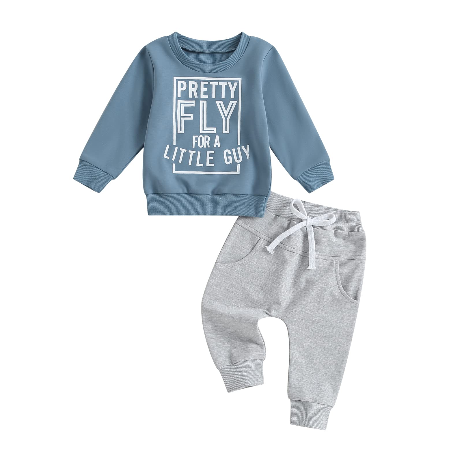 Infant Baby Boy Fall Clothes Set Funny Letter Sweatshirt Pant Outfit Toddler Winter Clothes 6 12 18 Months