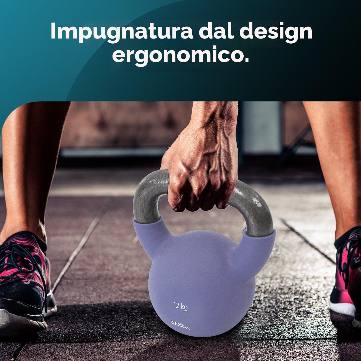 Cecotec Pesa Russa da 8-10-12 kg Drumfit KettleBell Neo. Rivestimento in Neoprene, Ghisa, Maniglia Ergonomica, Design Estetico e Facile da Pulire.