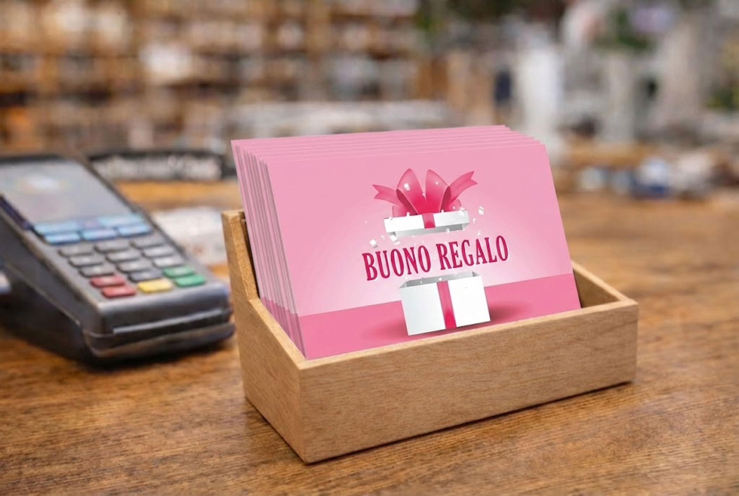 GHIBLI 50 Buoni Regalo 8,5x5,5 cm - Biglietti Eleganti in Cartoncino da Compilare per Omaggi, Gift Card Offerte Negozi Estetista Parrucchiera, Voucher Sconto Clienti, Coupon Regali Aziende