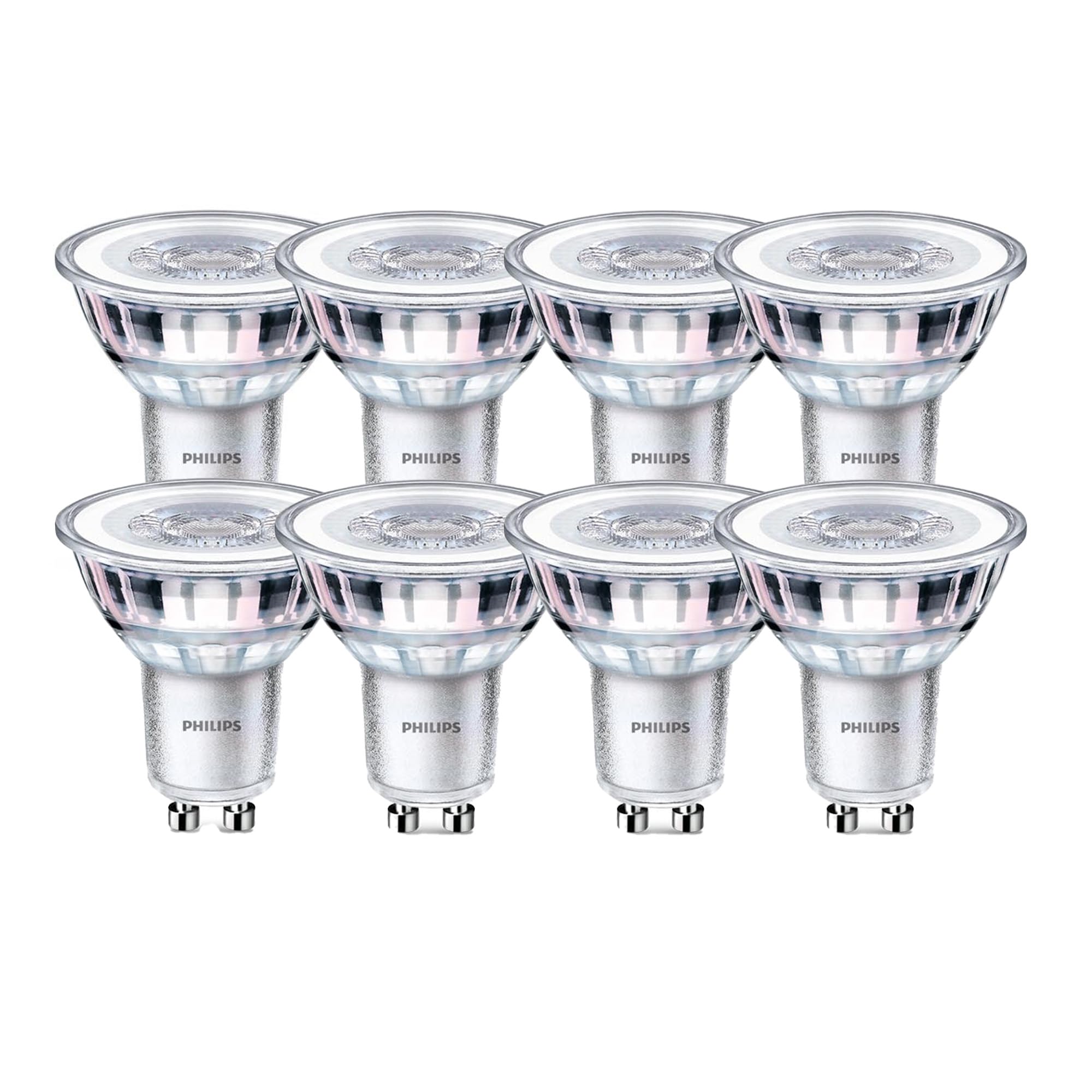 Philips LED Classic GU10 Spotlight, 6500K Cool White Light, Frosted Glass, 8-Pack