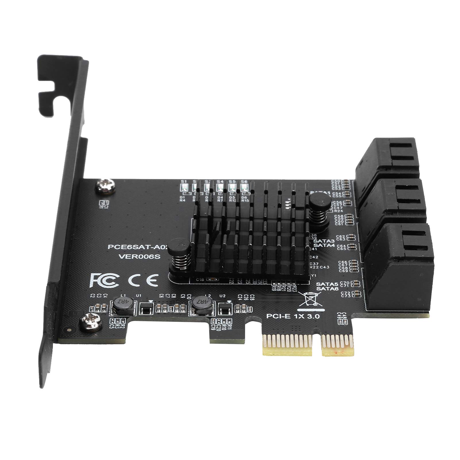 Sxhlseller Scheda PCIe III a 6 Porte, Controller ASM1166, 6 Gbps con LED