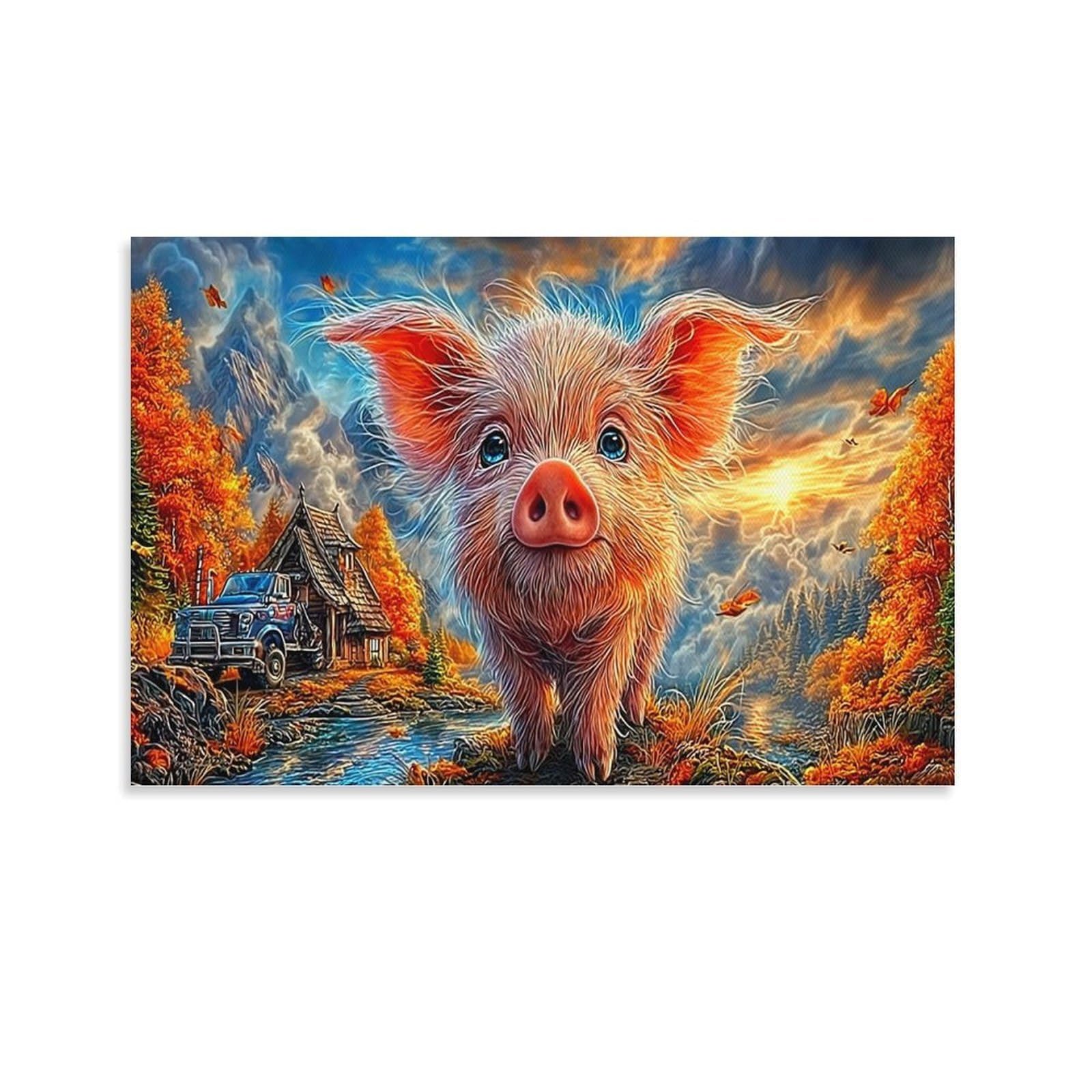 XPASHIQWC Piglet Wall Decor Poster Sunset Valley Giclee Canvas Prints Modern Wall Art Picture Wall Hanging for Dining Room Kitchen Home Office Decor 24x36inch(60x90cm)