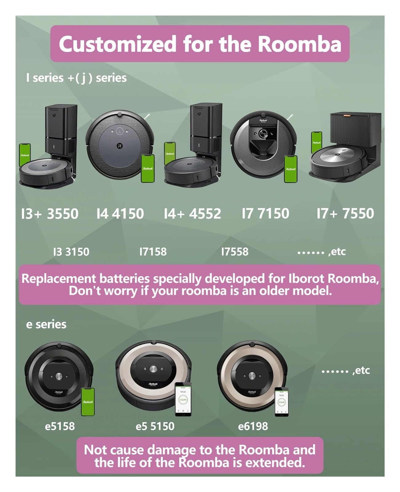 Amazon.co.jp: 14.4V 5000mAh I7 交換用バッテリー、Roomba、E および