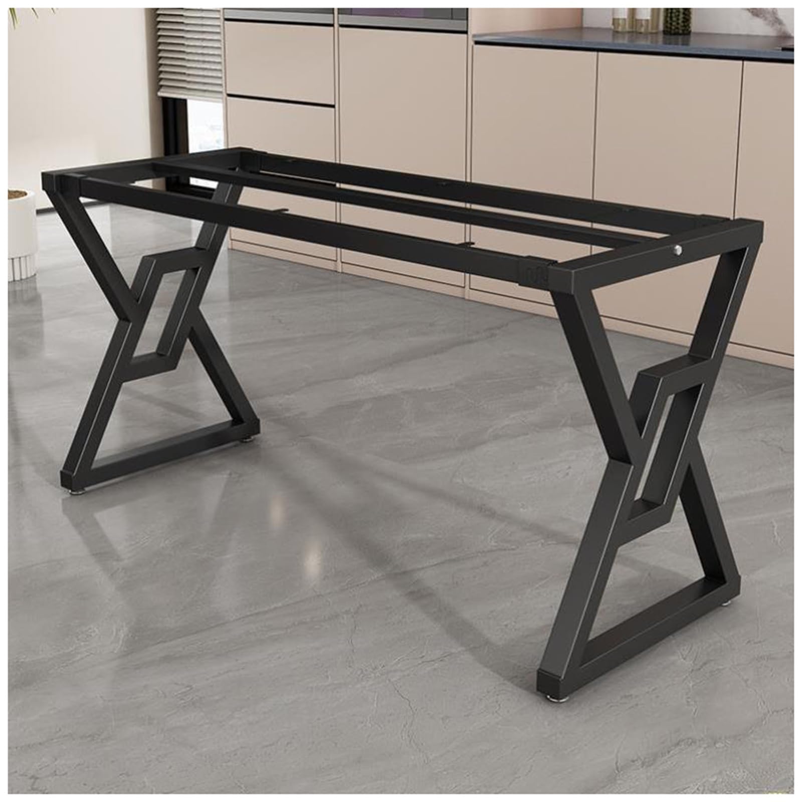 Industrial Metal Desk Legs DIY Furniture Support Features Adjustable Foot Pads Reinforced Crossbars Snap-on Installation Design and 1-Piece Welded Construction