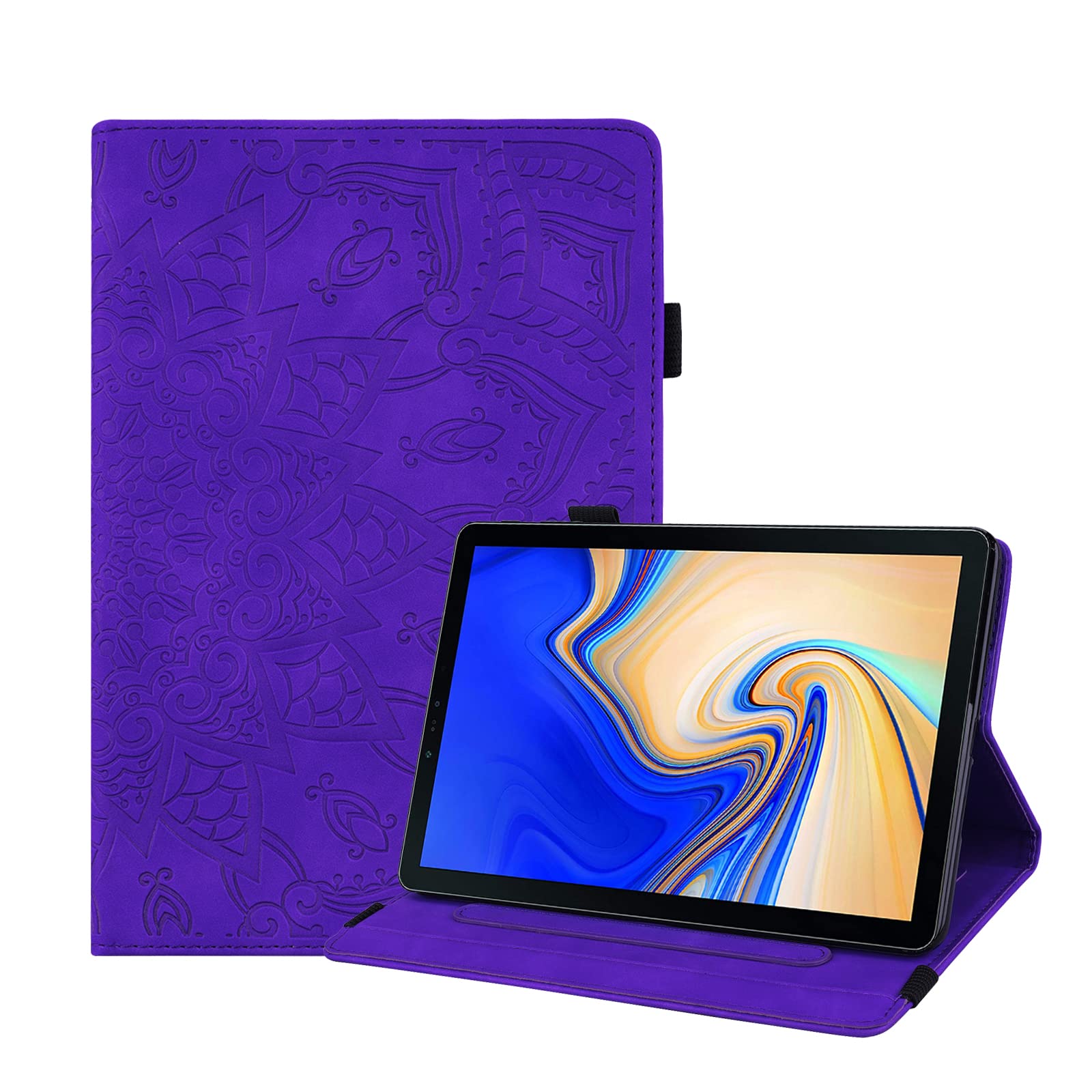 YBFJCE Case for Samsung Galaxy Tab S4 10.5", Slim Stand Shell Protective Case with Pencil Holder, Premium PU Leather Folio Cover for Samsung Galaxy Tab S4 10.5 Inch (SM-T830/T835), Purple